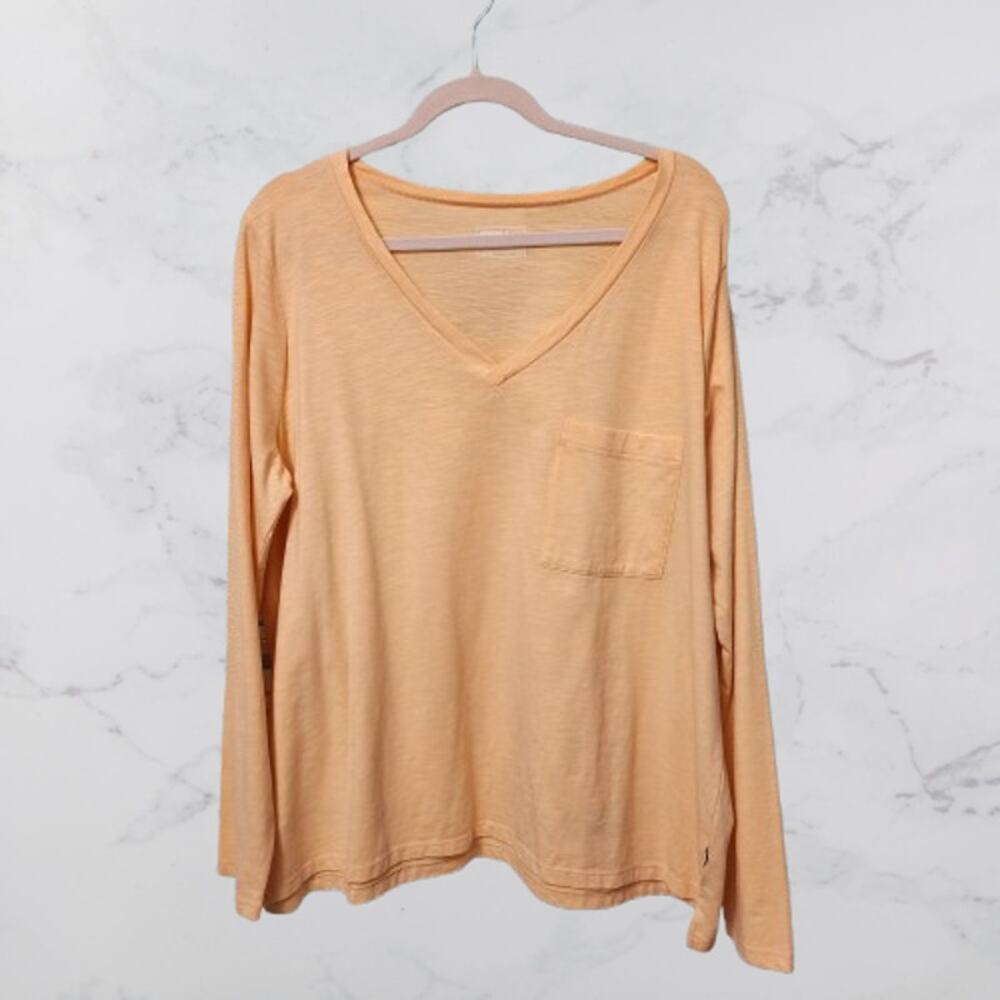 Eddie Bauer Peach Long Sleeve V-Neck T-shirt size XXL